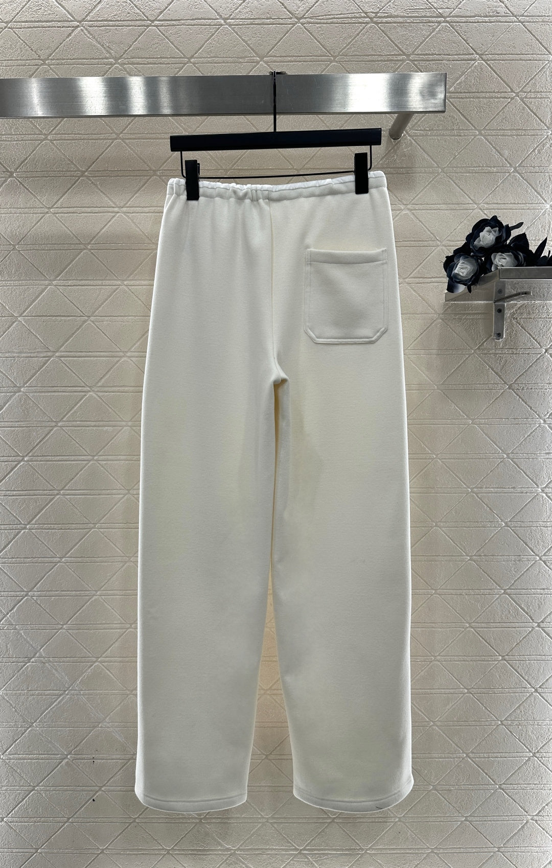Fleece Drawstring Leather Tag Pants