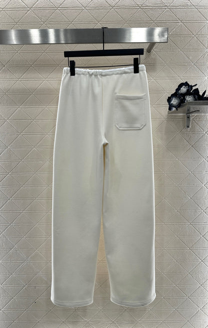 Fleece Drawstring Leather Tag Pants