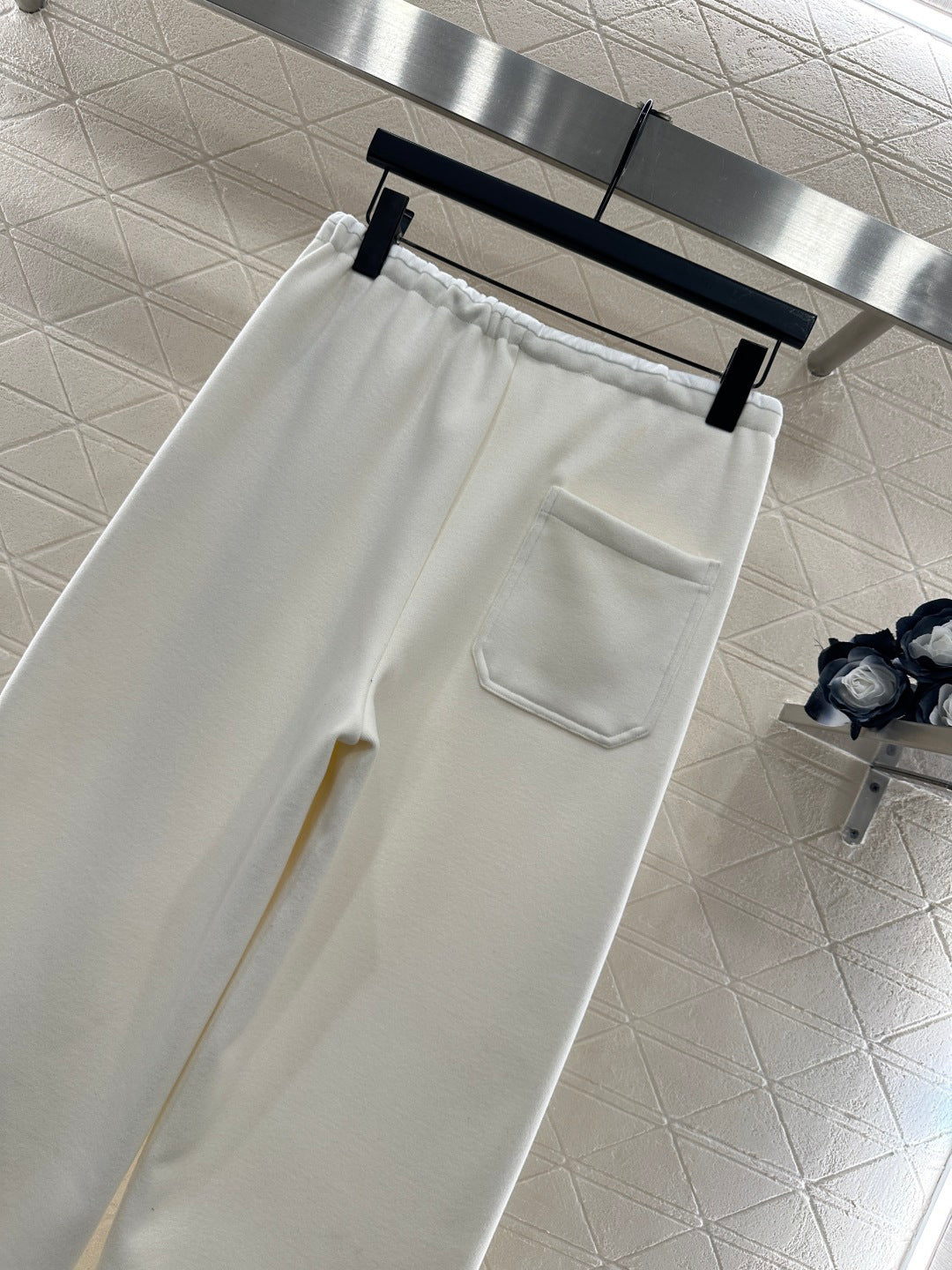 Fleece Drawstring Leather Tag Pants