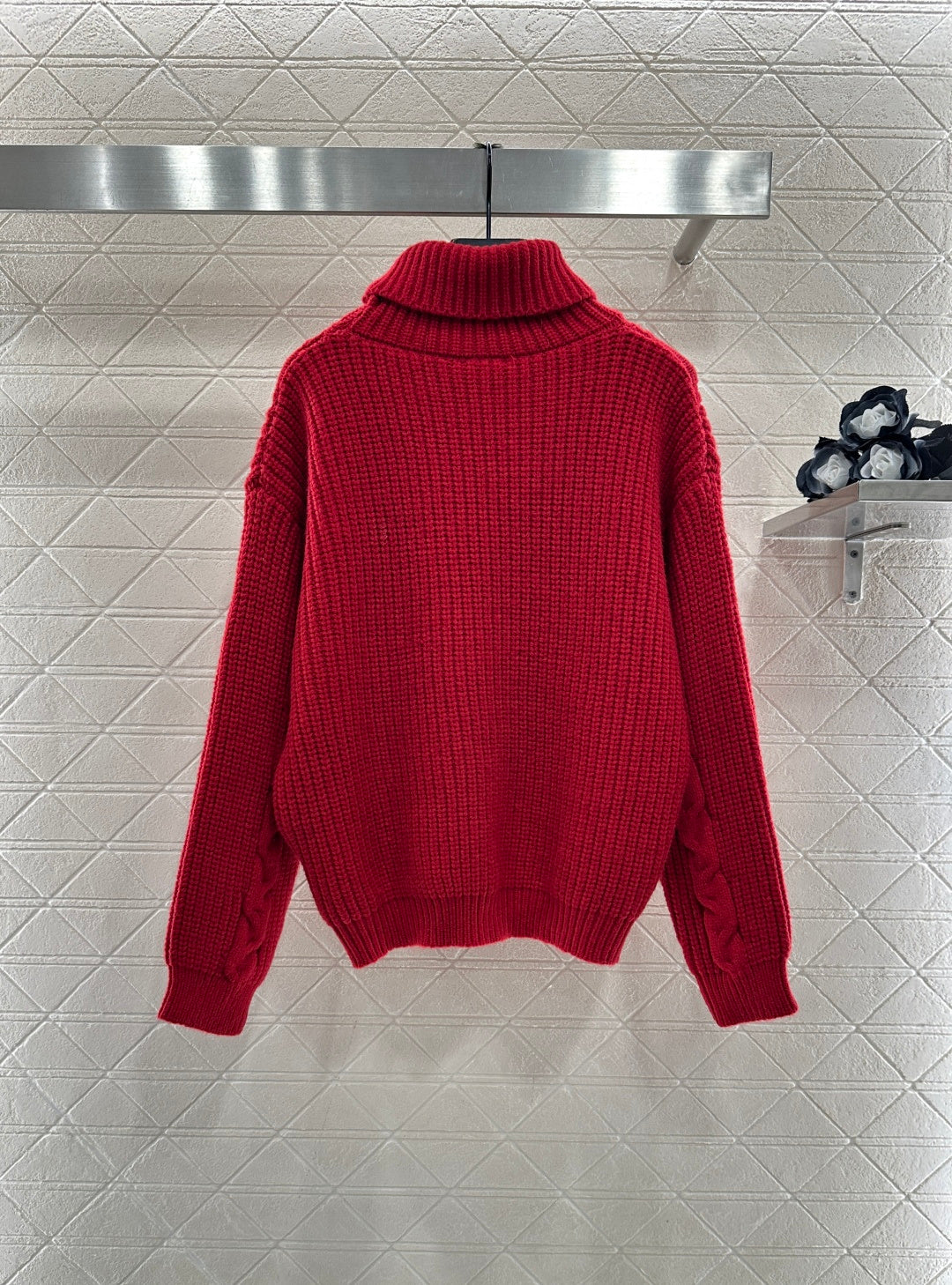 High-Neck Letter Sweater