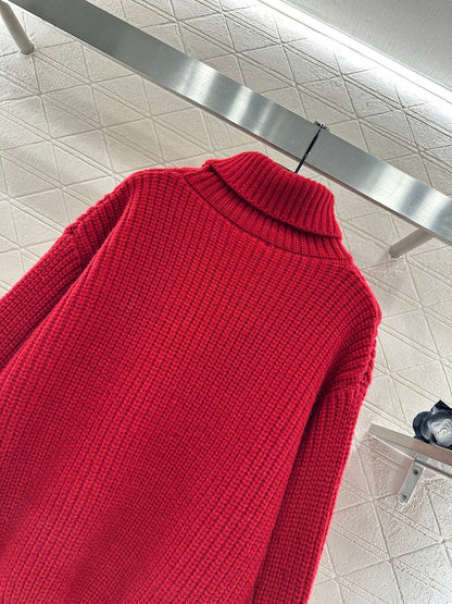 High-Neck Letter Sweater
