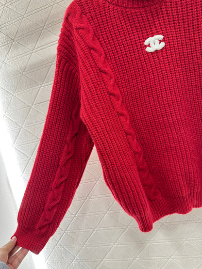 High-Neck Letter Sweater