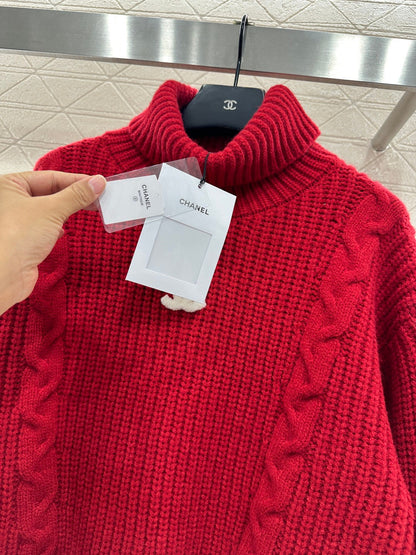 High-Neck Letter Sweater