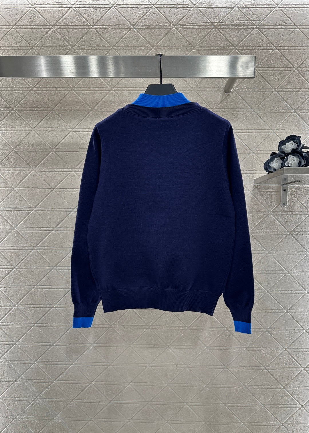 Color-blocked faux two-piece sweater