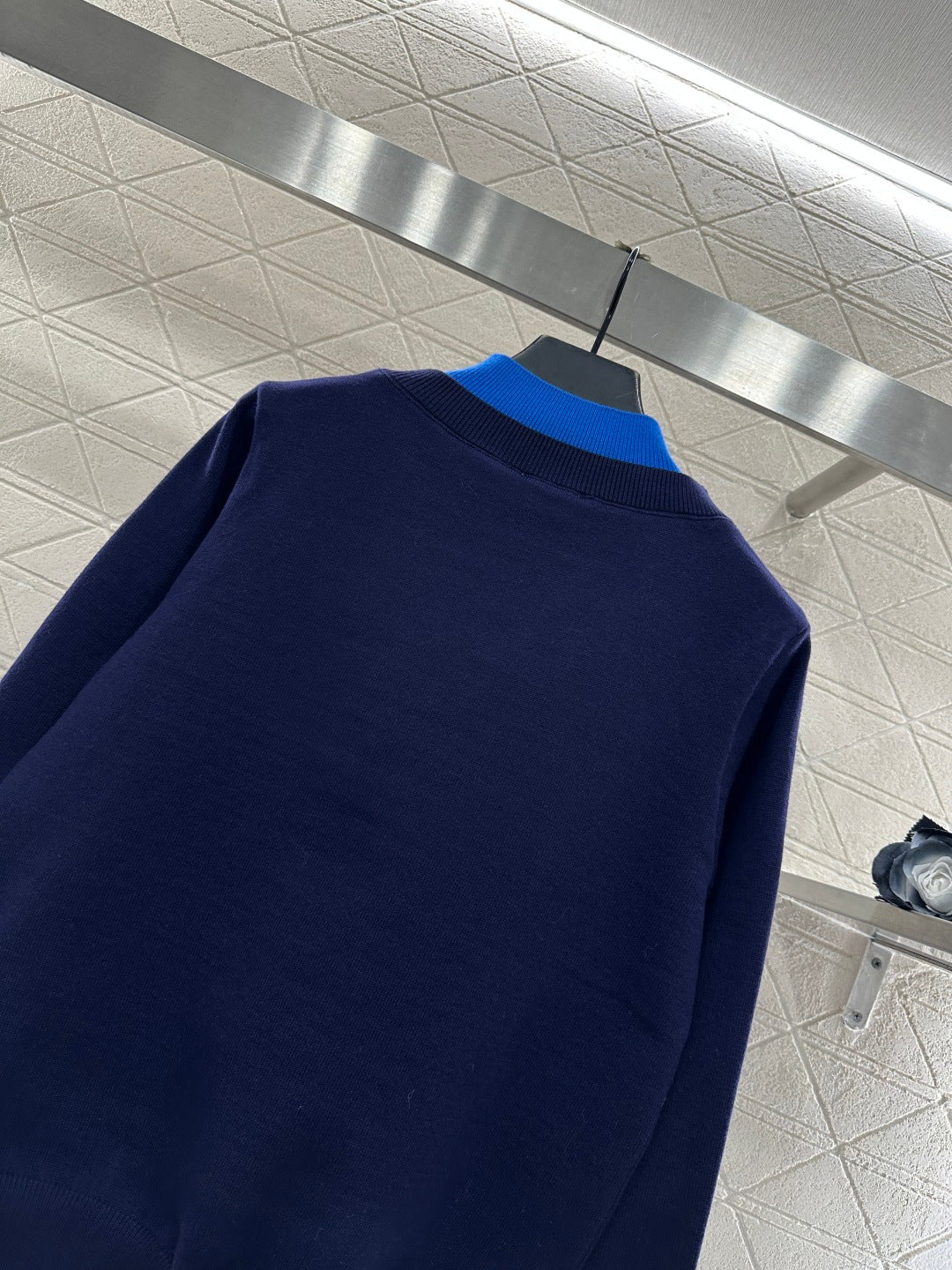 Color-blocked faux two-piece sweater
