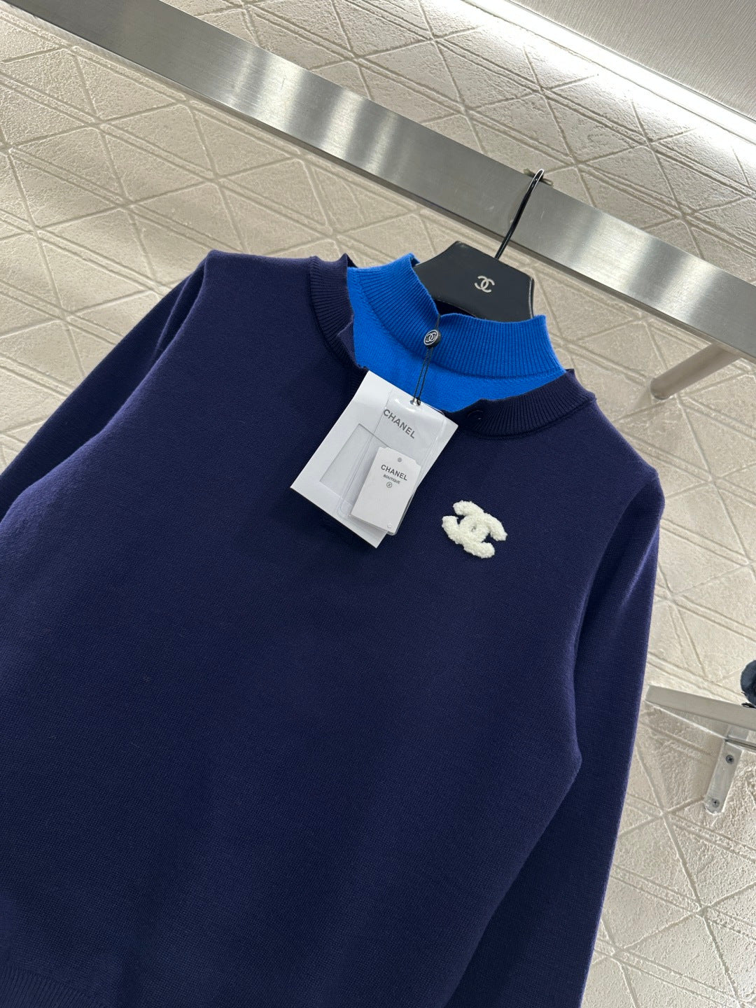 Color-blocked faux two-piece sweater