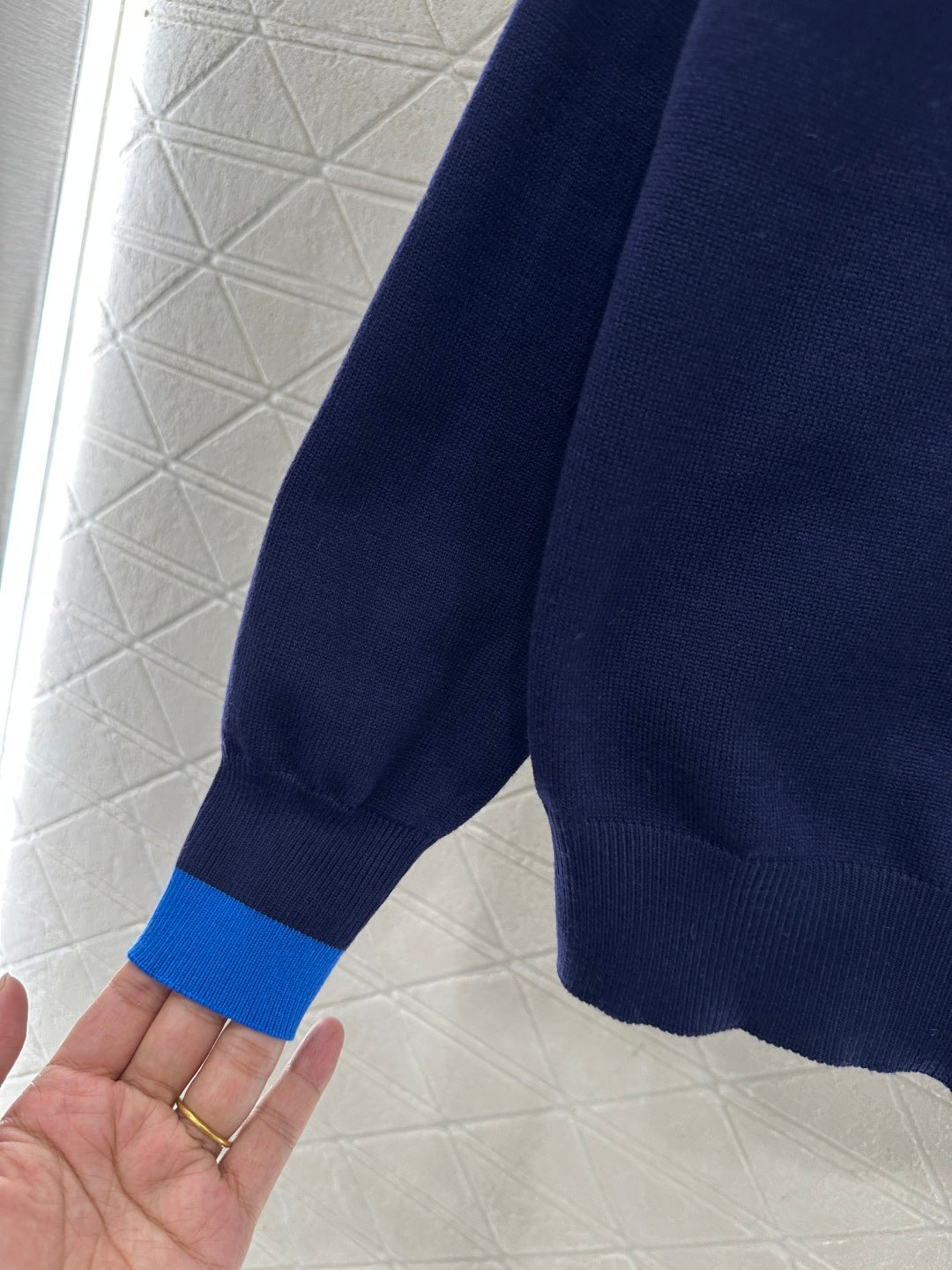 Color-blocked faux two-piece sweater