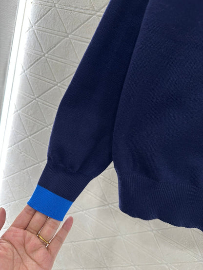Color-blocked faux two-piece sweater