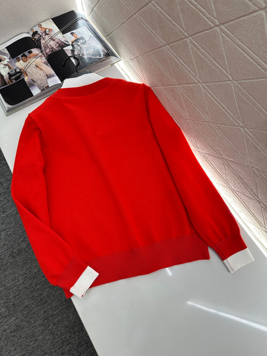 Color-blocked faux two-piece sweater