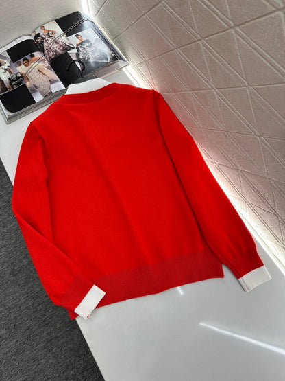 Color-blocked faux two-piece sweater