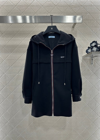 Hooded Belted Mid-Length Coat