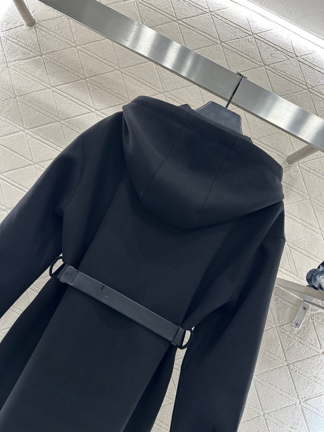 Hooded Belted Mid-Length Coat