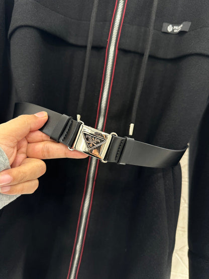 Hooded Belted Mid-Length Coat