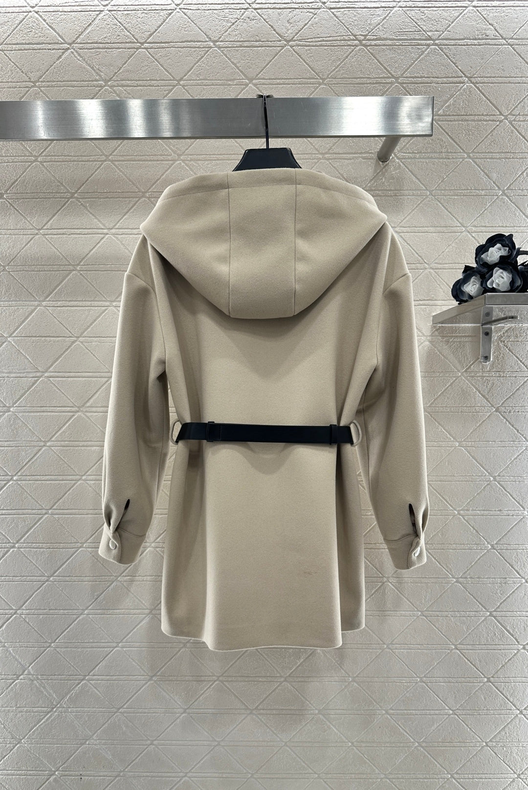 Hooded Belted Mid-Length Coat