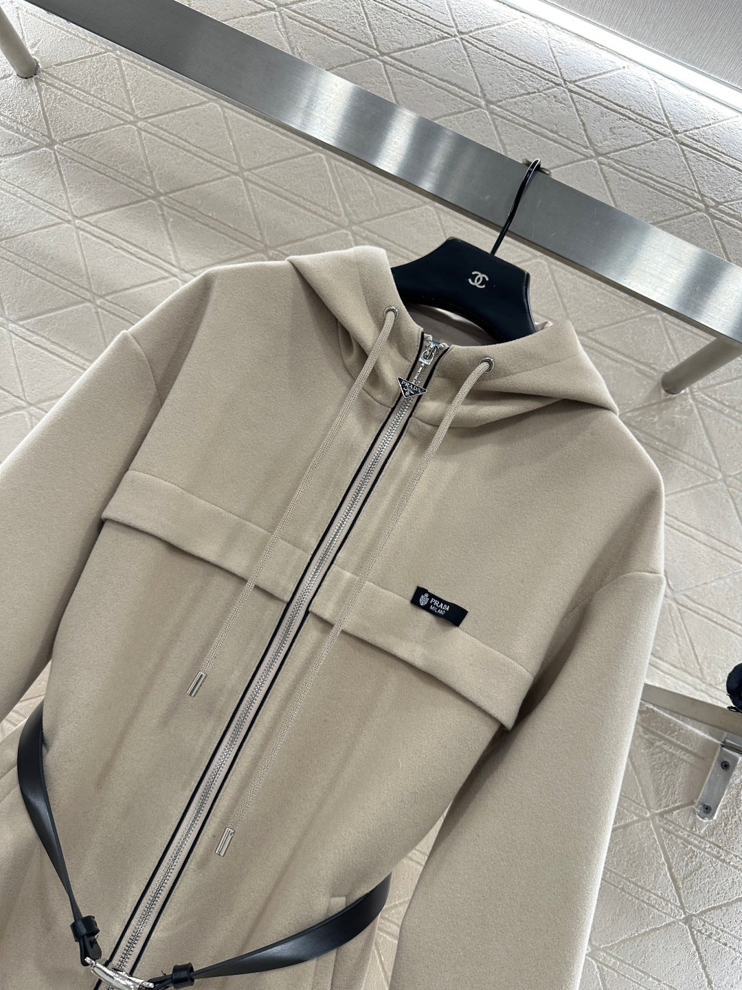 Hooded Belted Mid-Length Coat