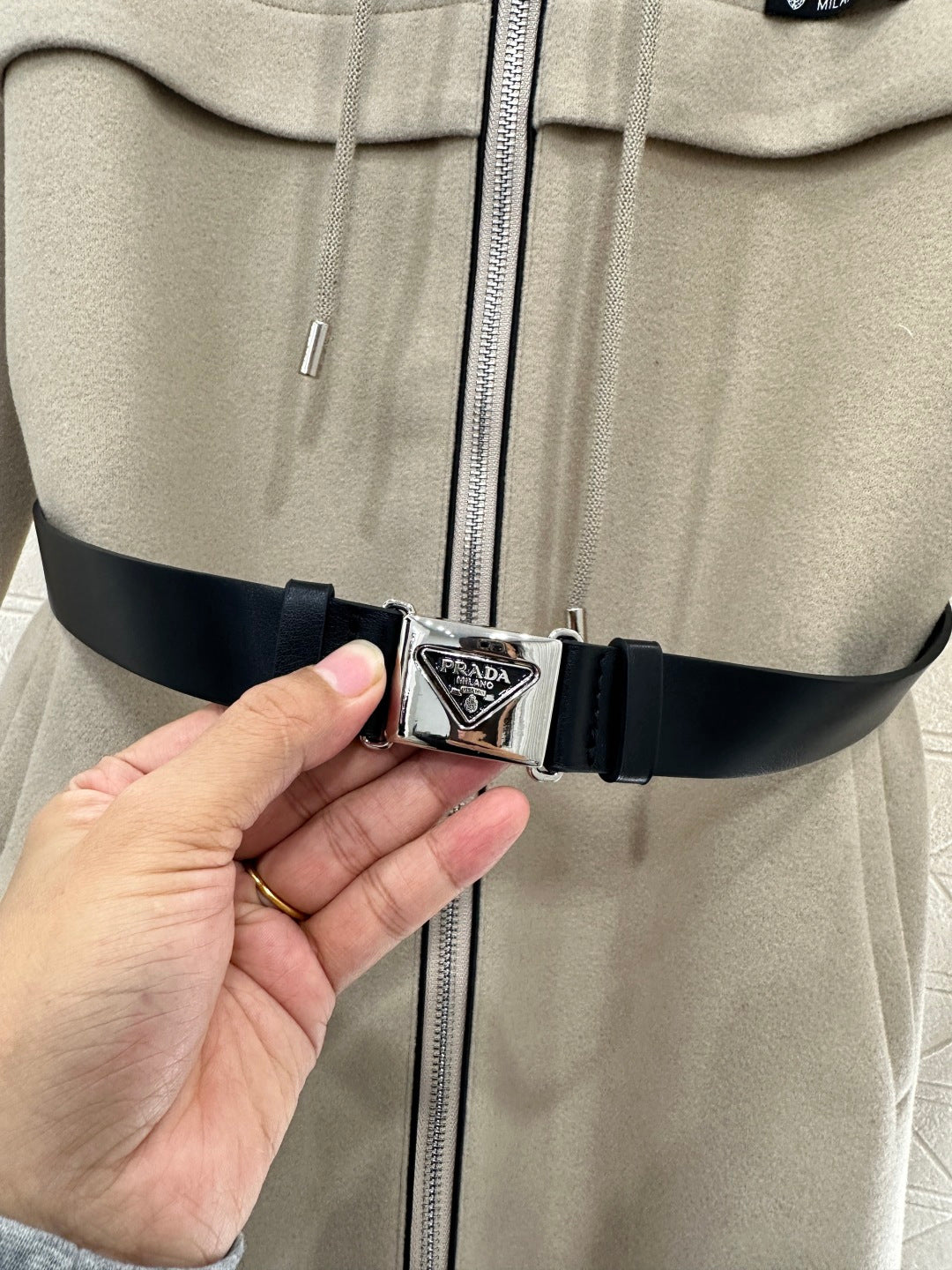 Hooded Belted Mid-Length Coat