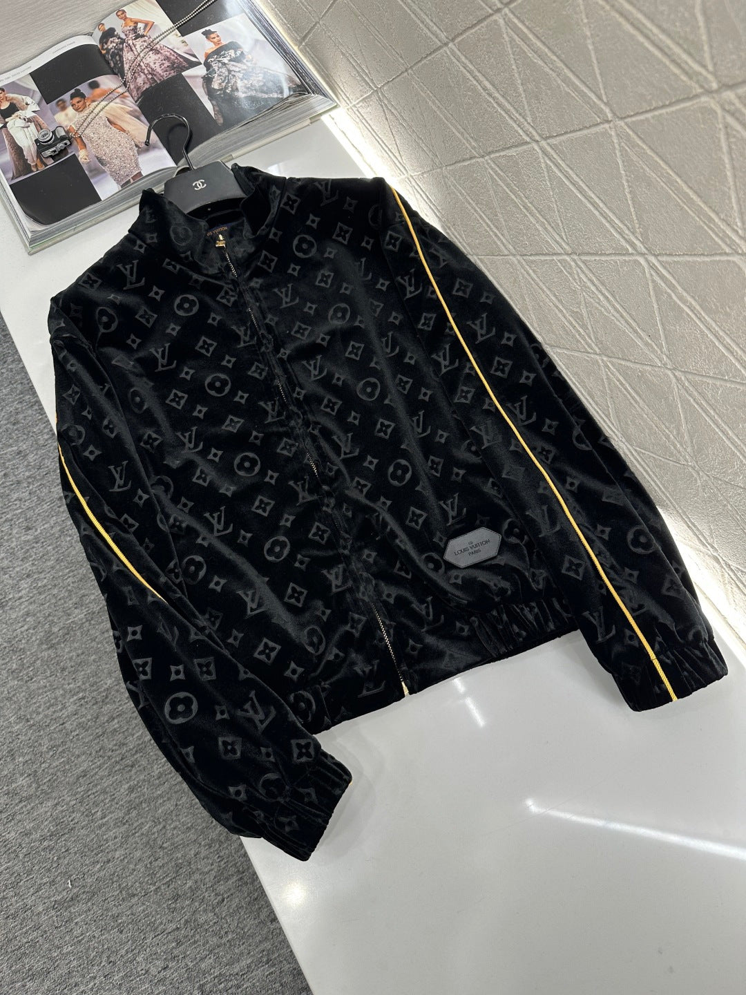 Embossed Velvet Baseball Jacket