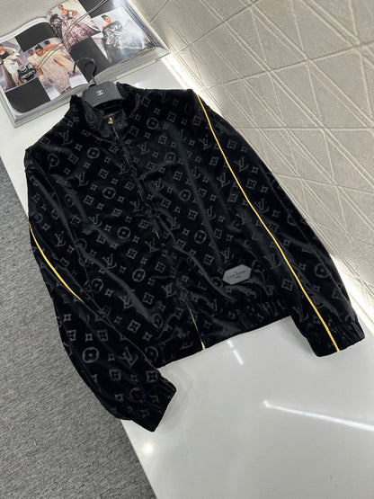 Embossed Velvet Baseball Jacket