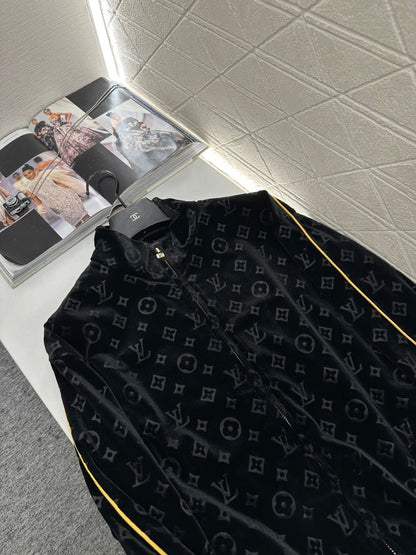 Embossed Velvet Baseball Jacket