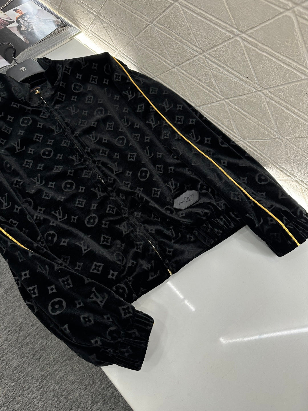 Embossed Velvet Baseball Jacket