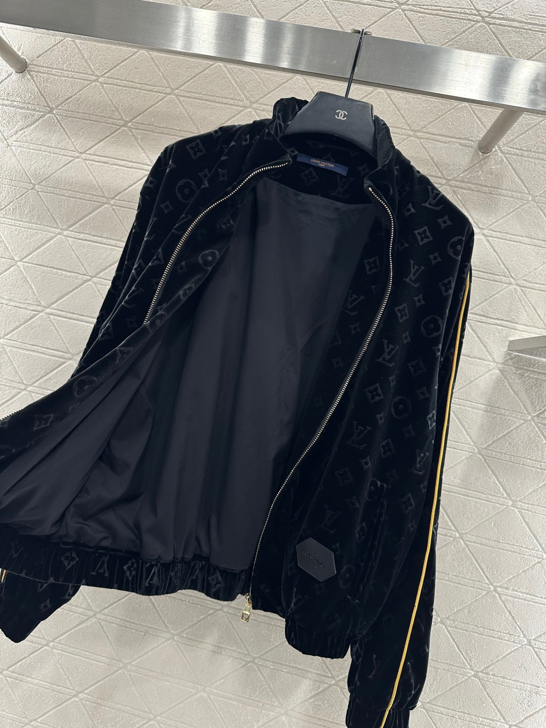 Embossed Velvet Baseball Jacket