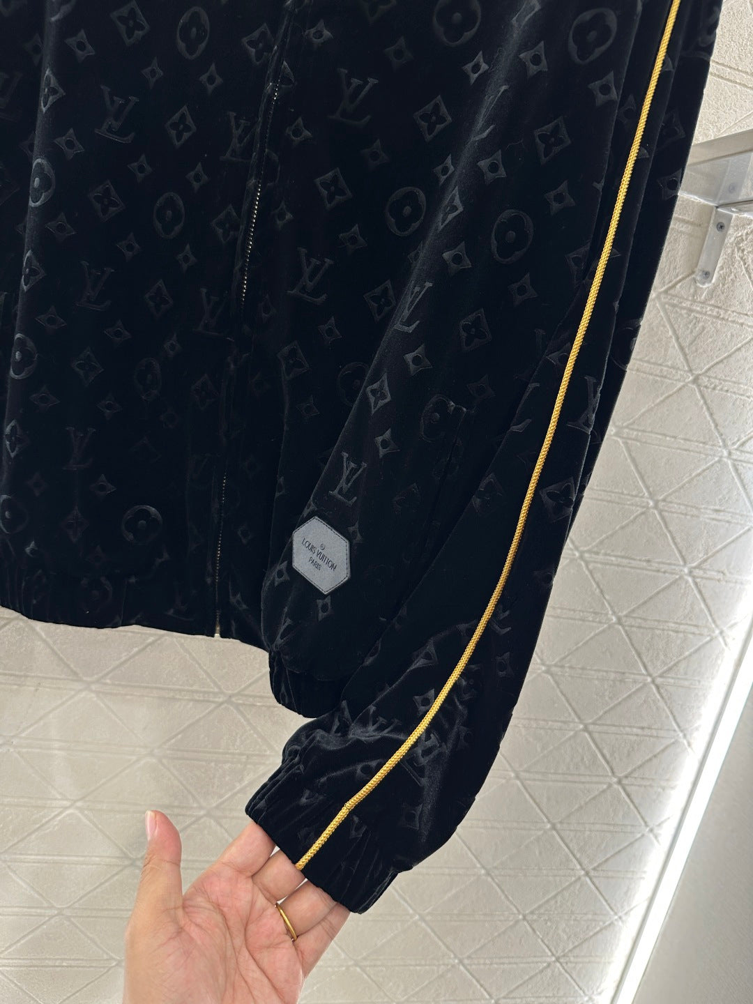 Embossed Velvet Baseball Jacket