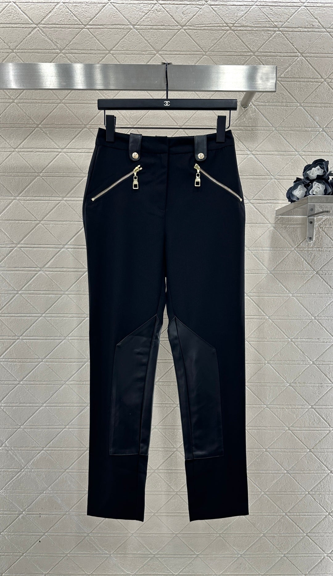 High-Elastic Leather Zipper Pants