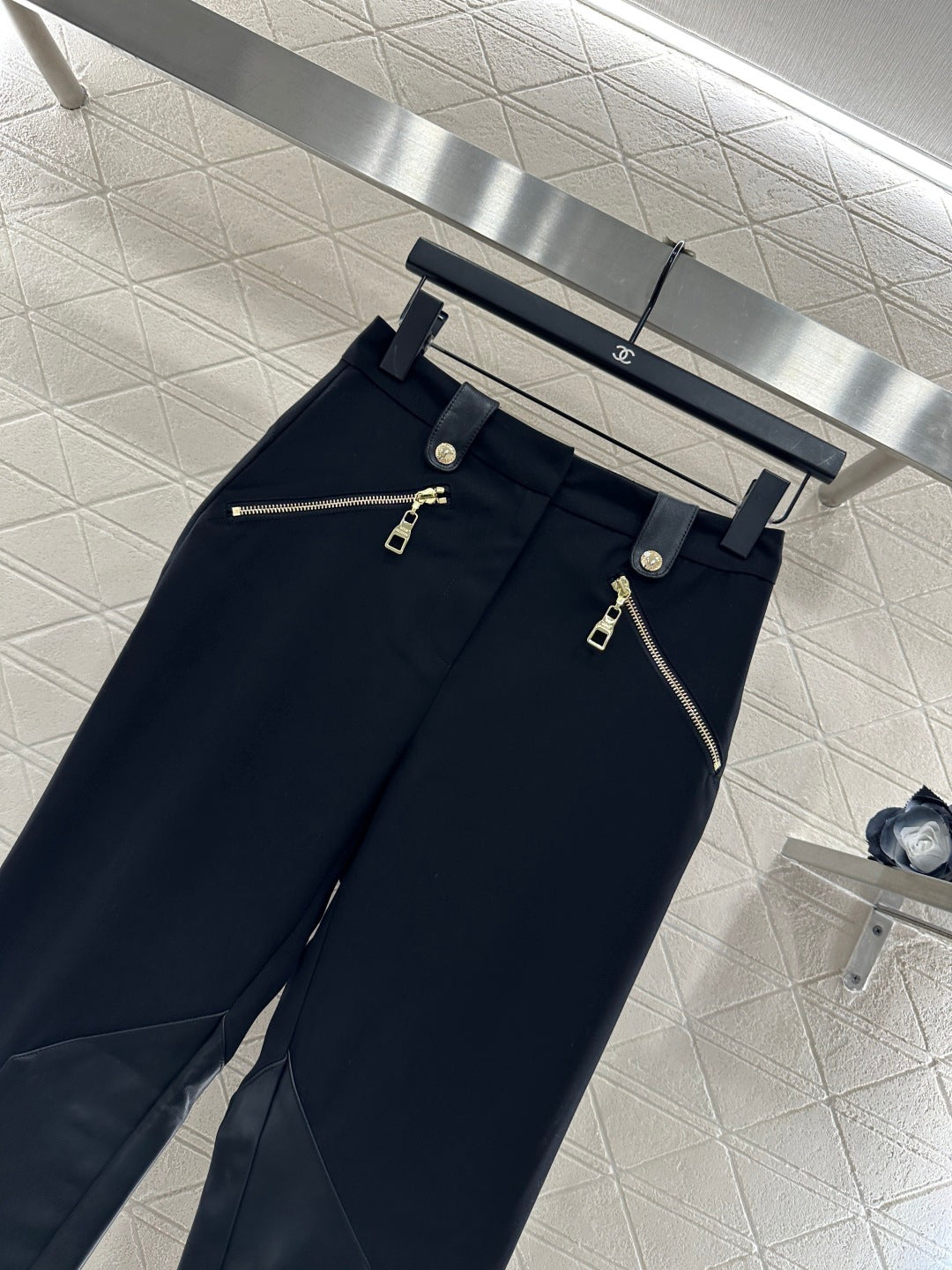 High-Elastic Leather Zipper Pants