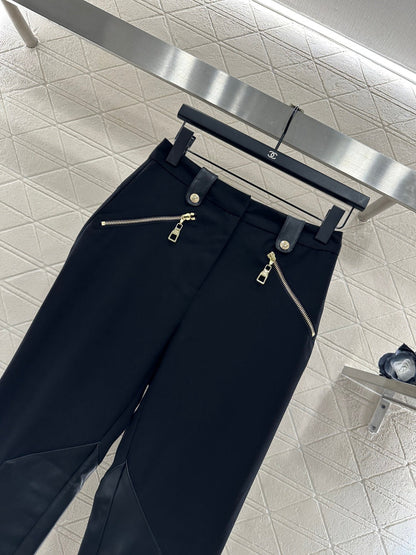 High-Elastic Leather Zipper Pants