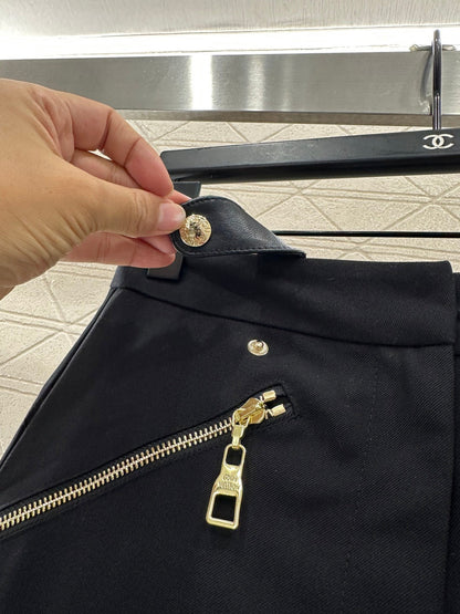 High-Elastic Leather Zipper Pants