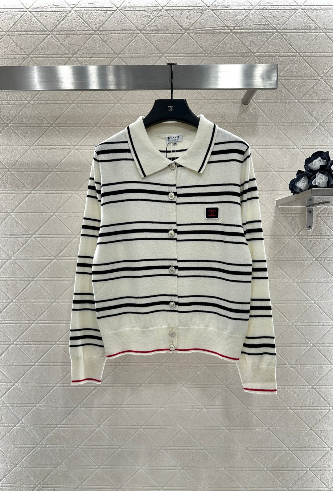 Striped Collared Knit Cardigan