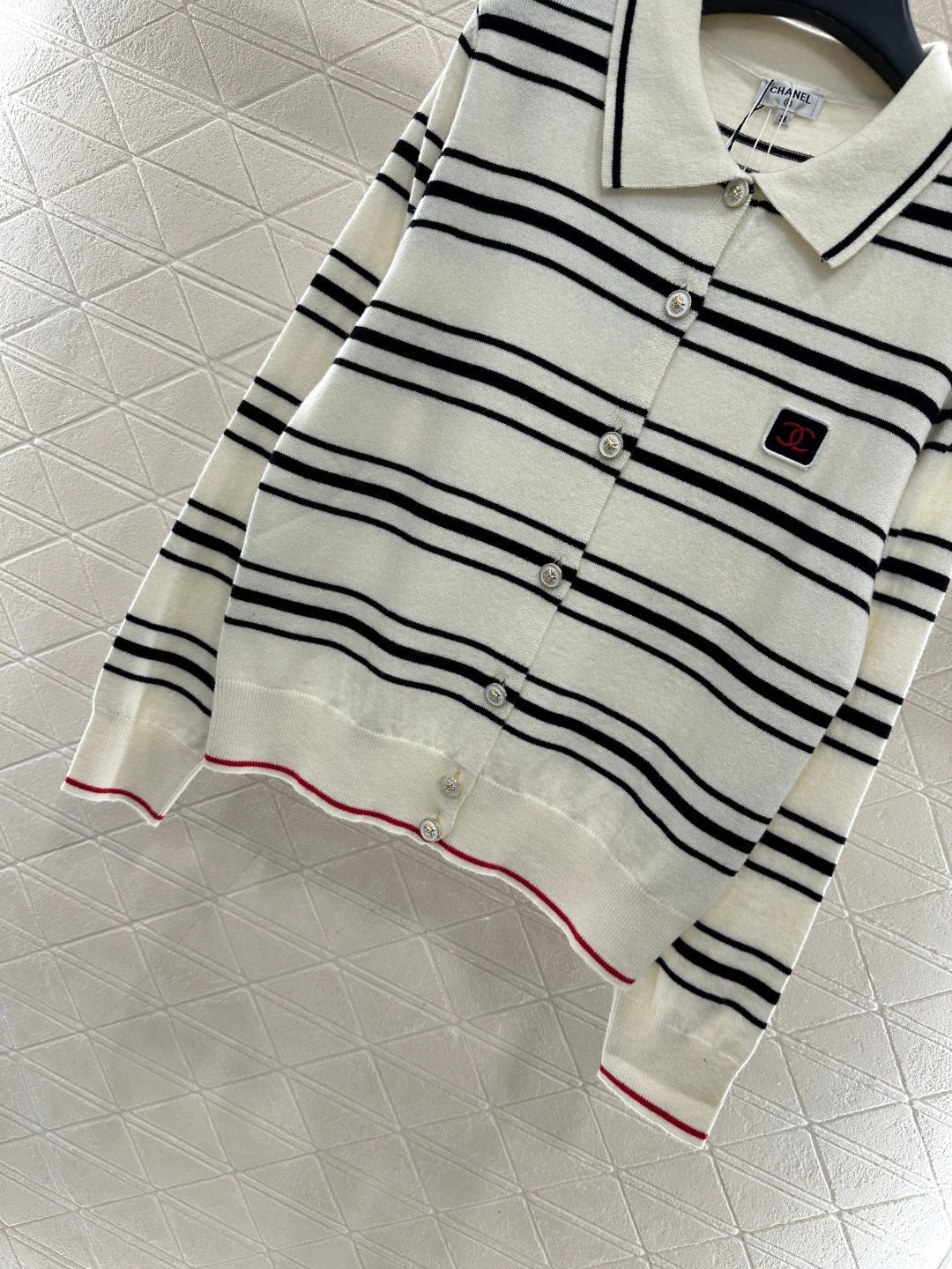 Striped Collared Knit Cardigan