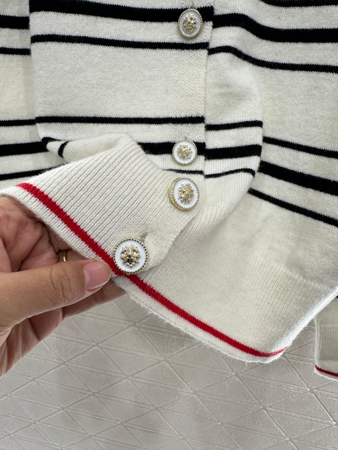 Striped Collared Knit Cardigan