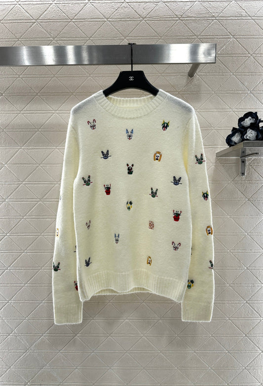 Embroidered Cartoon Knit Sweater