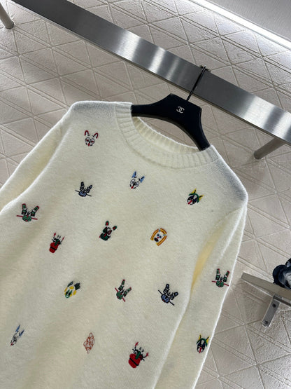 Embroidered Cartoon Knit Sweater