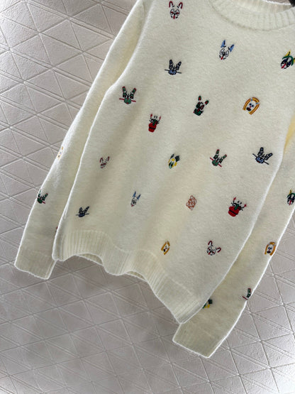 Embroidered Cartoon Knit Sweater