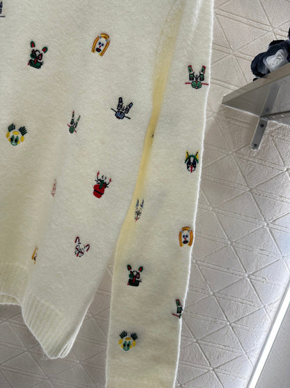 Embroidered Cartoon Knit Sweater