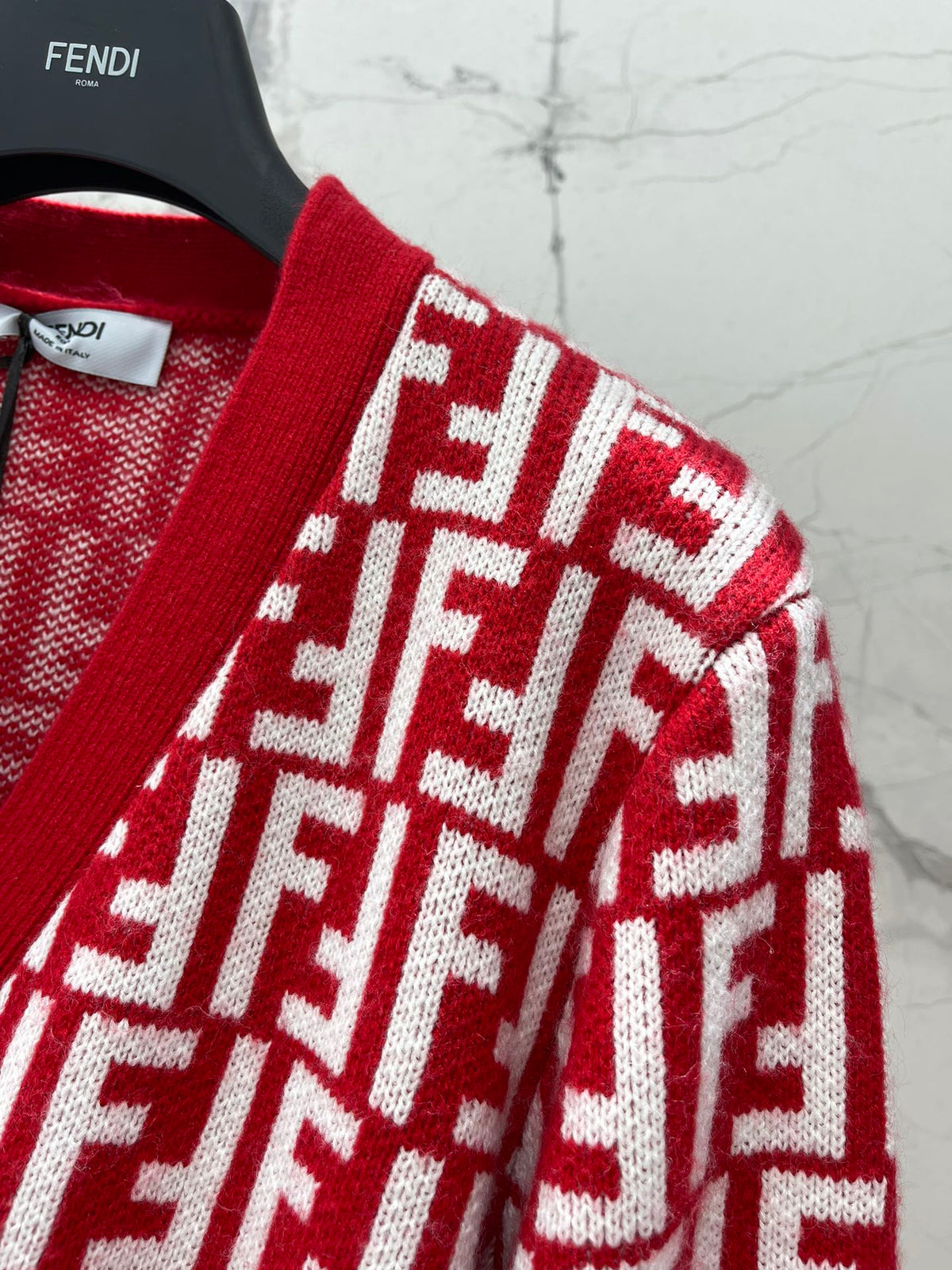 Letter Jacquard Knit Cardigan
