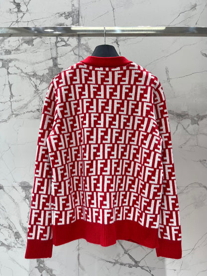Letter Jacquard Knit Cardigan