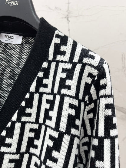 Letter Jacquard Knit Cardigan