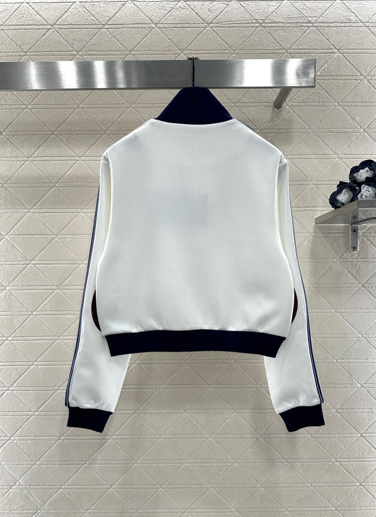 Color-blocked zip-up sporty jacket.