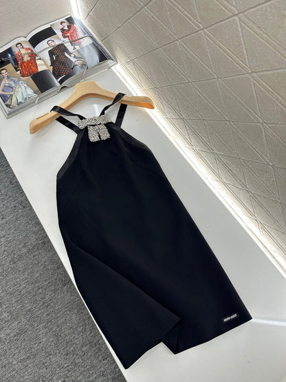 Rhinestone Halter Neck Dress