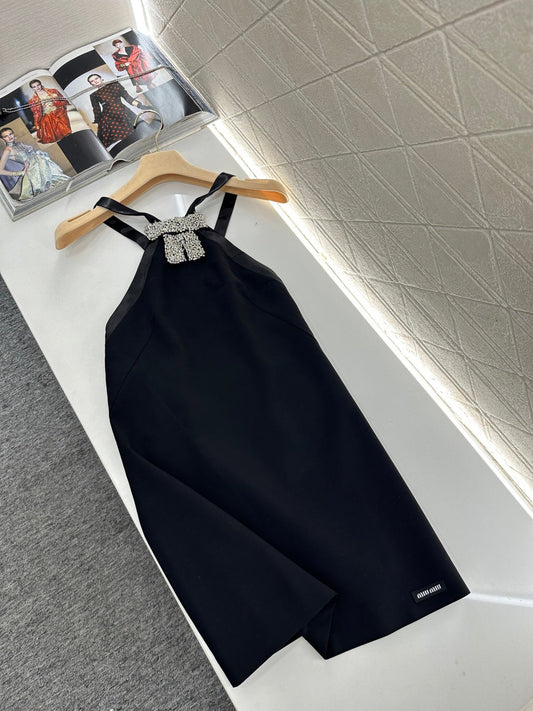 Rhinestone Halter Neck Dress
