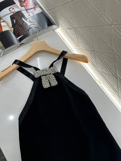 Rhinestone Halter Neck Dress