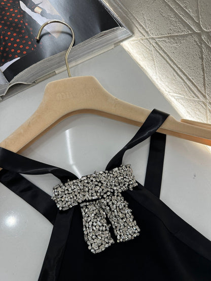 Rhinestone Halter Neck Dress