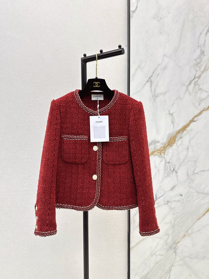 Red tweed short coat