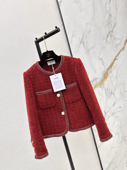 Red tweed short coat