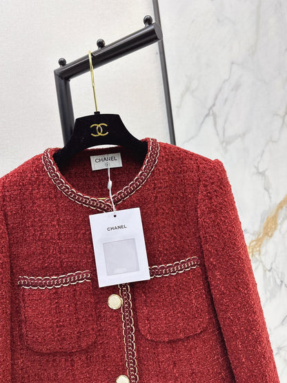 Red tweed short coat