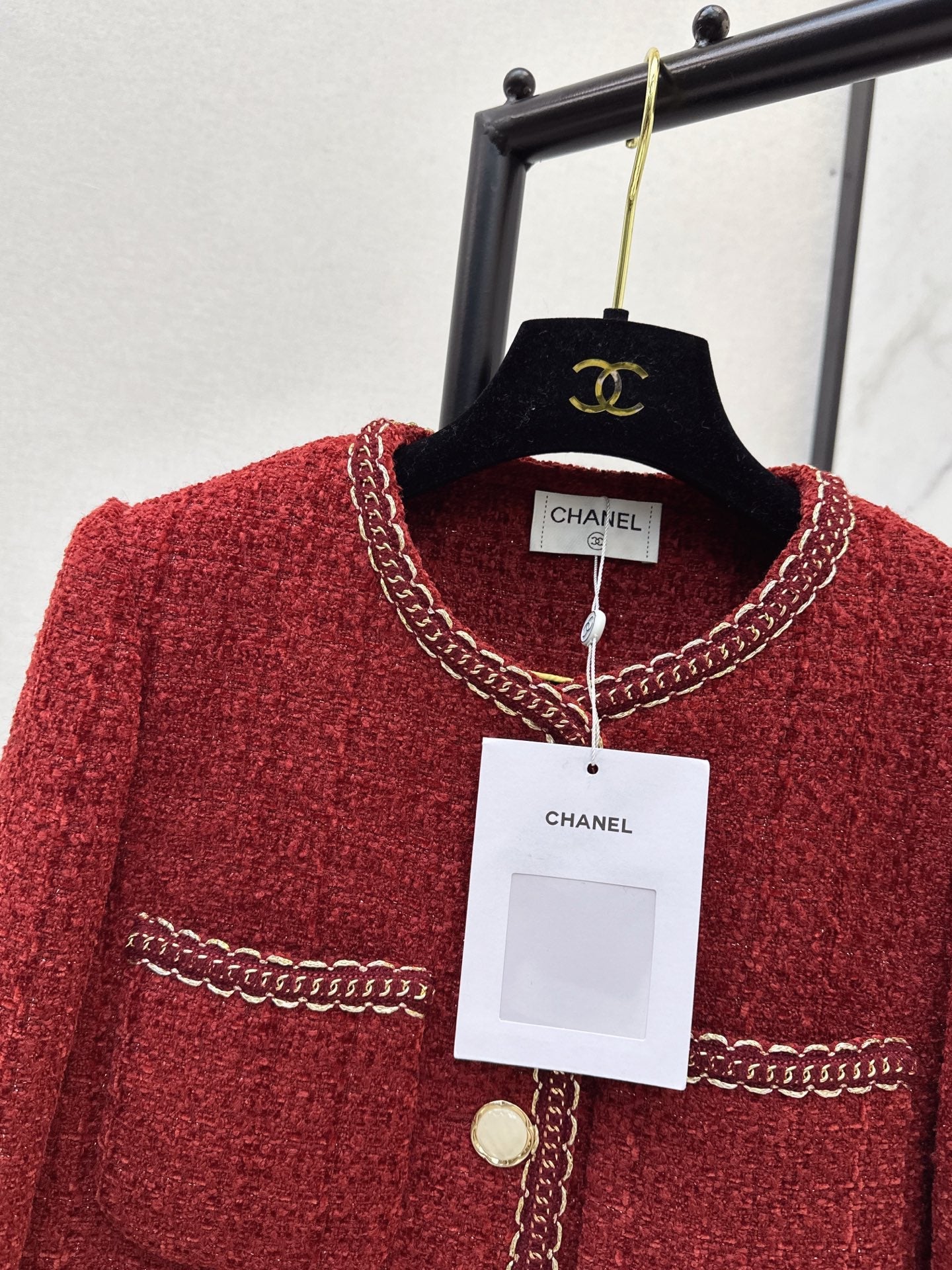 Red tweed short coat