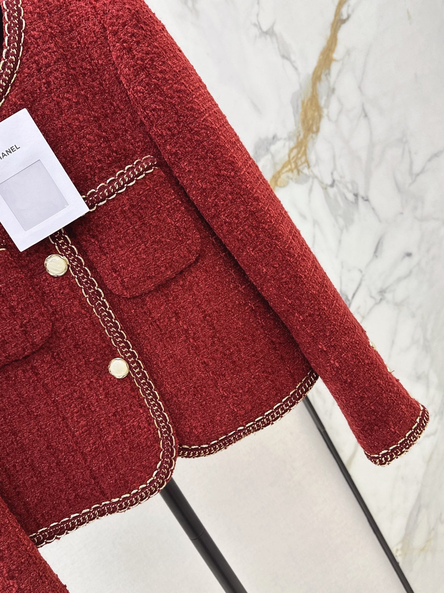 Red tweed short coat